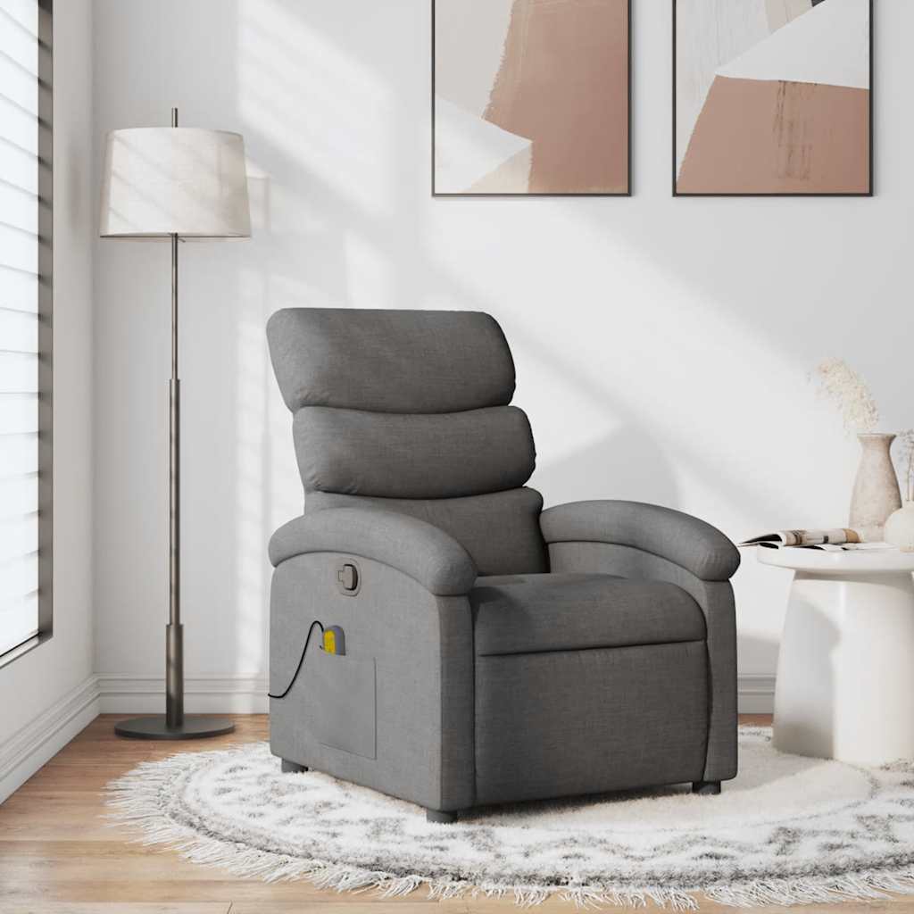 Massage Recliner Chair Dark Grey Fabric
