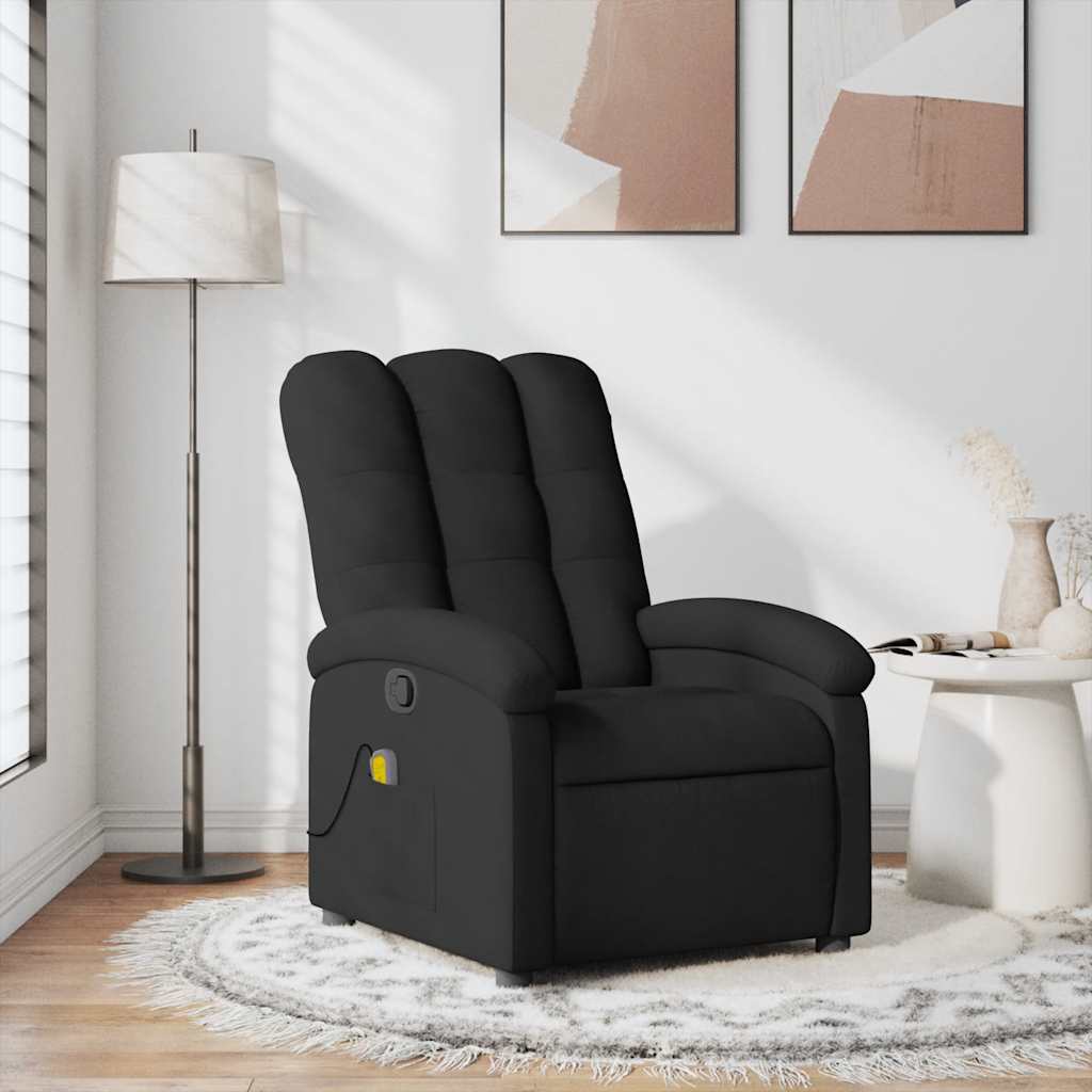 Massage Recliner Chair Black Fabric