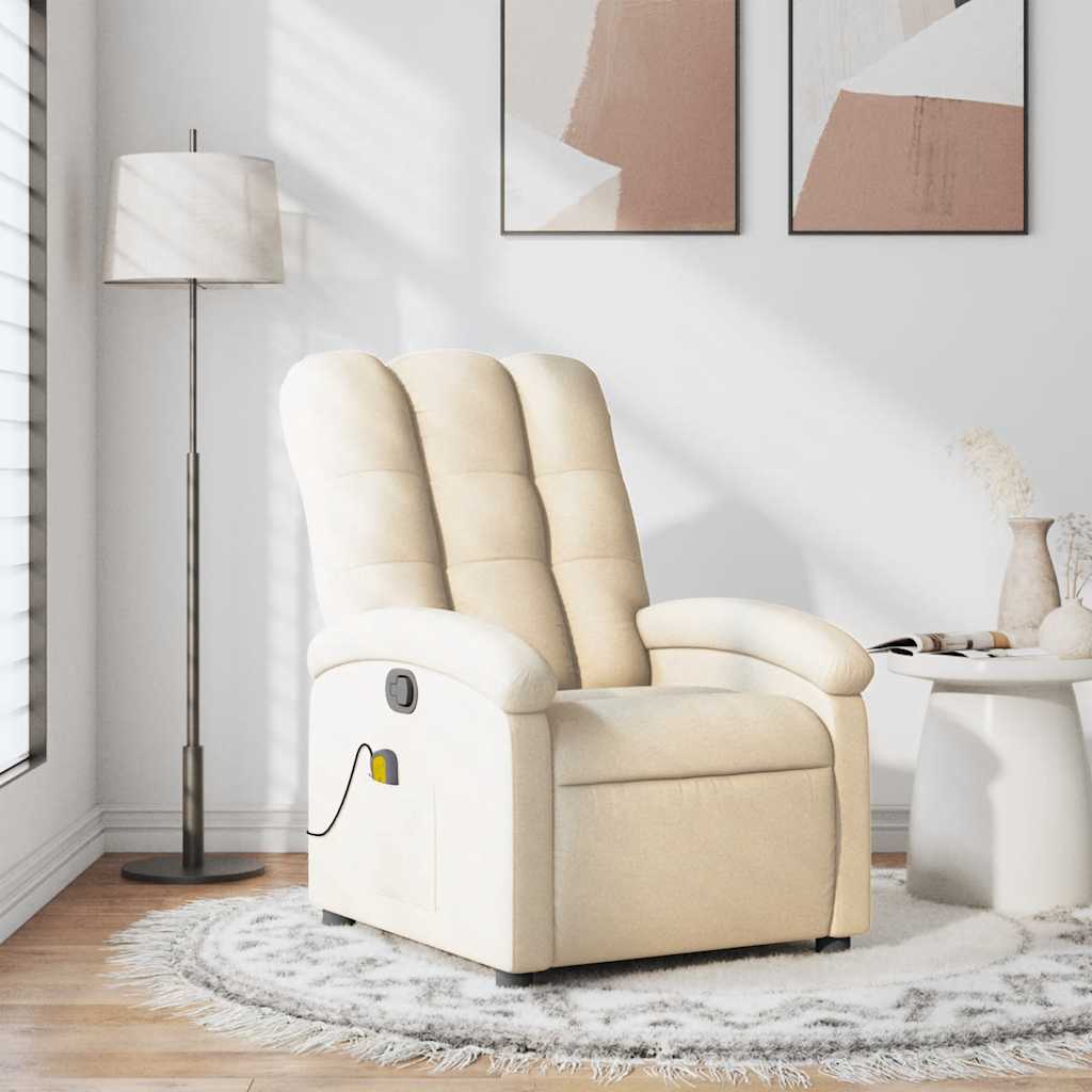 Massage Recliner Chair Cream Fabric
