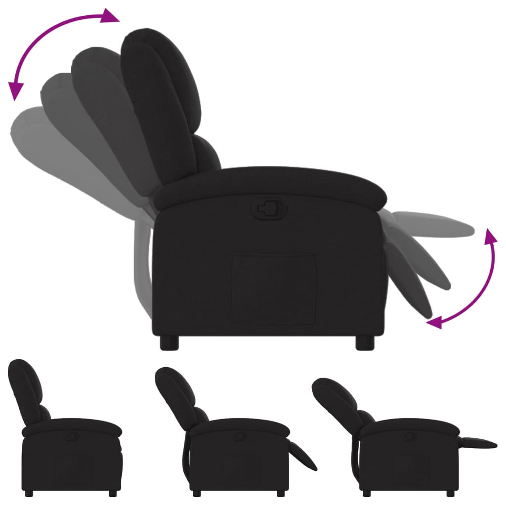 Recliner Chair Black Fabric