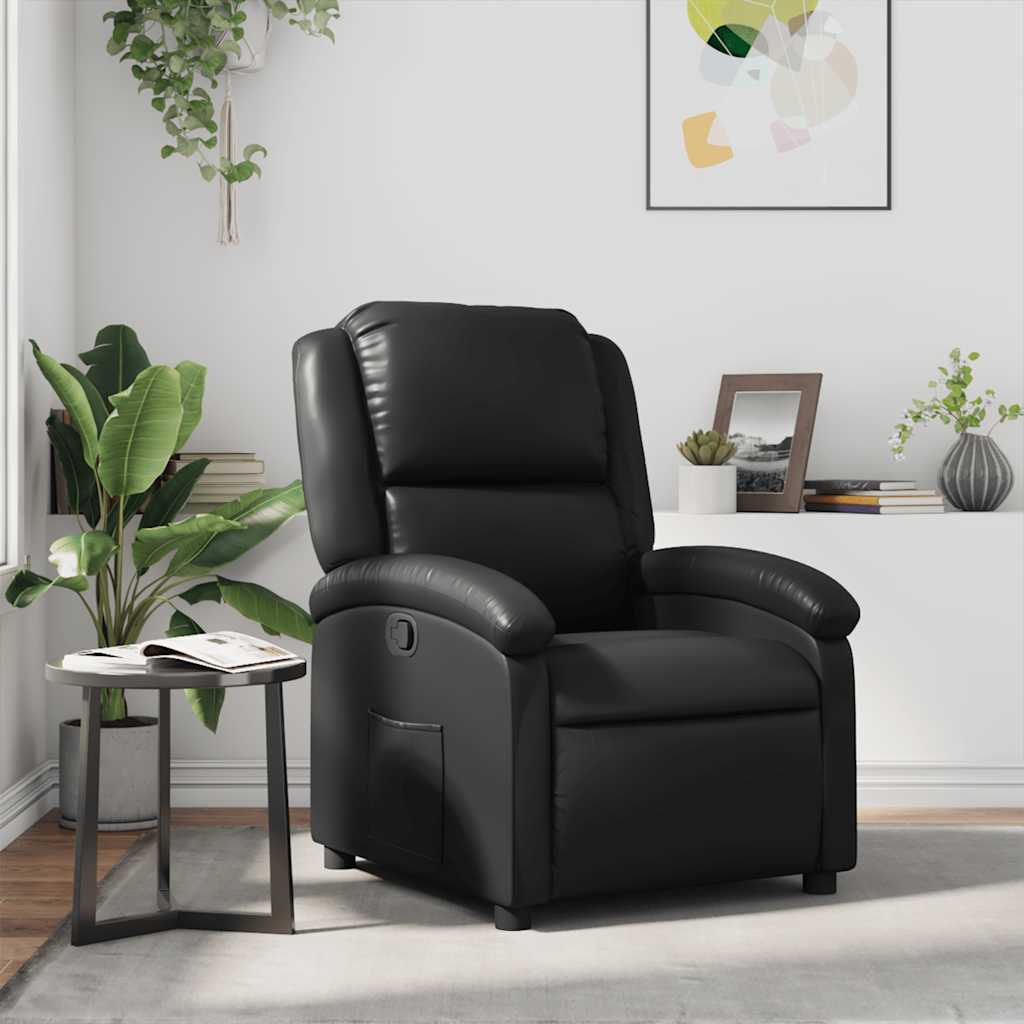 Recliner Chair Black Faux Leather