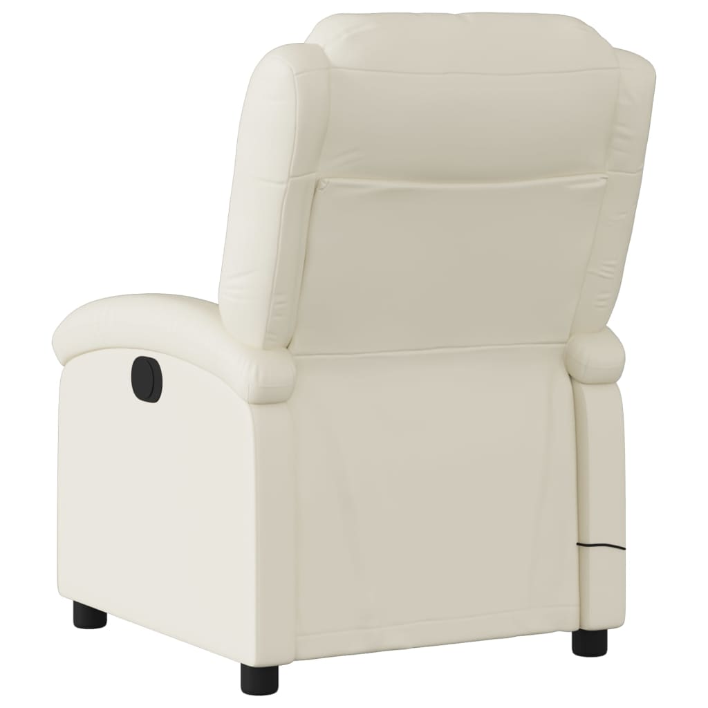 Massage Recliner Chair Cream Faux Leather