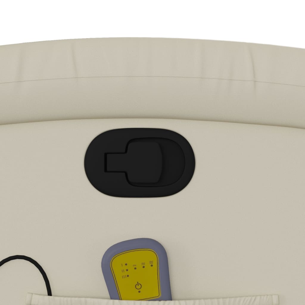 Massage Recliner Chair Cream Faux Leather