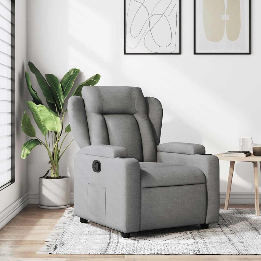 Recliner Chair Light Grey Fabric