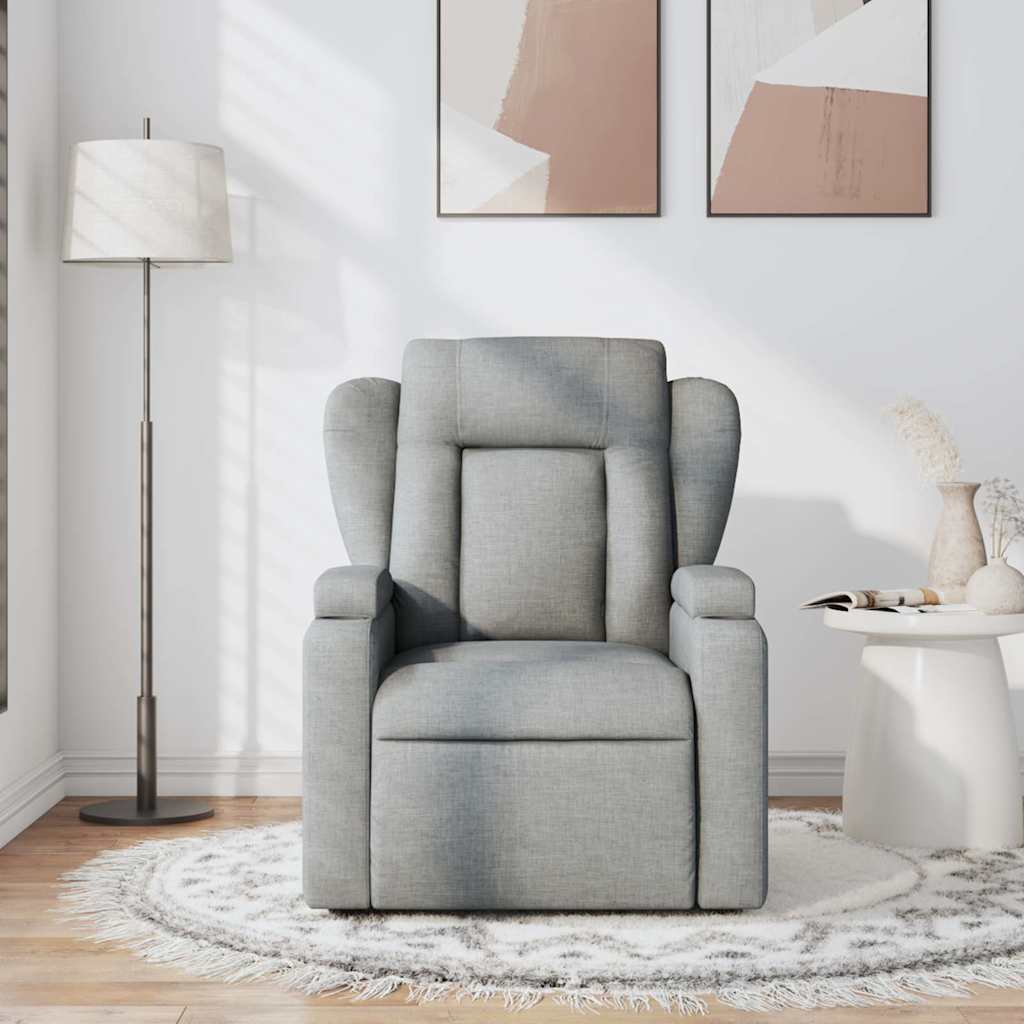 Massage Recliner Chair Light Grey Fabric