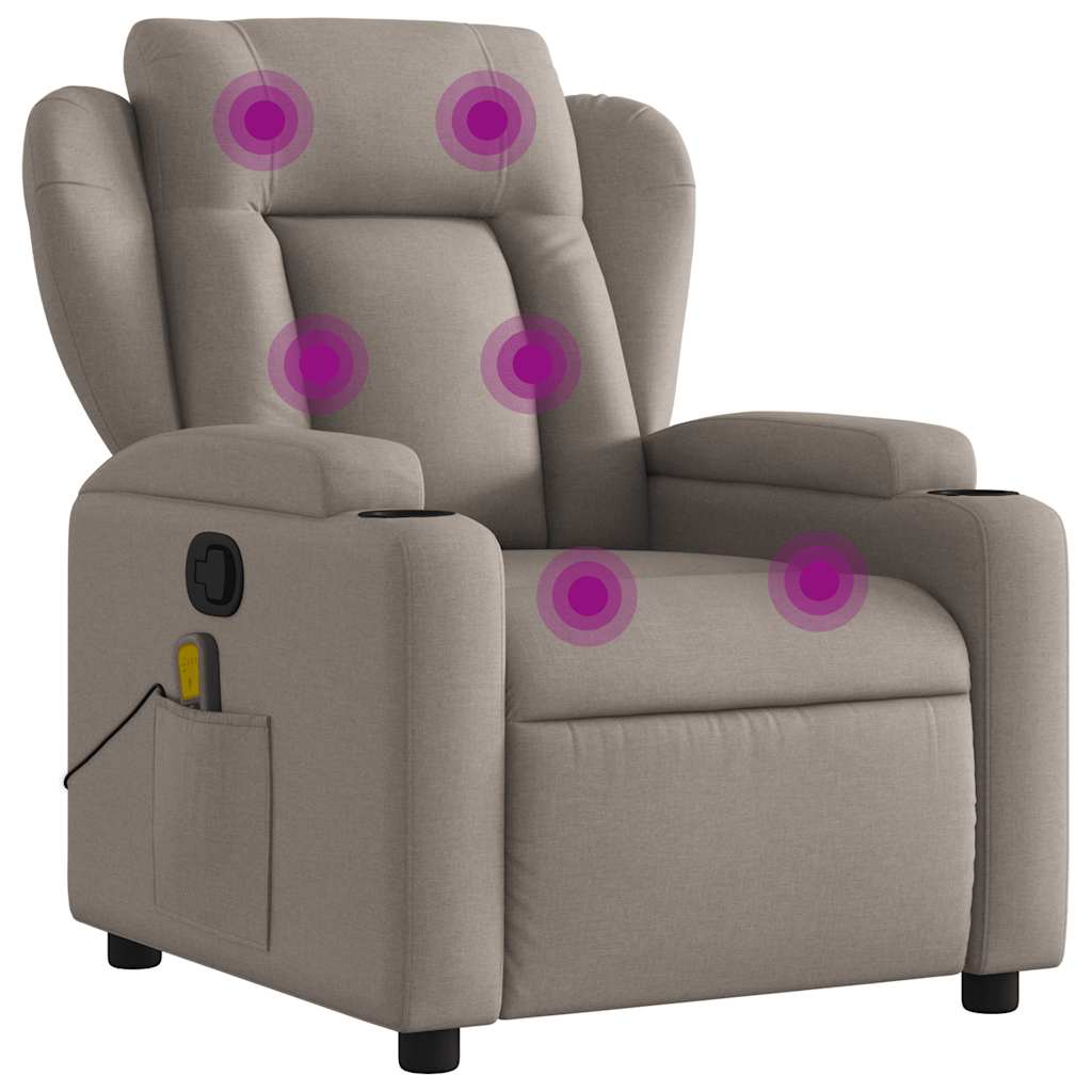 Massage Recliner Chair Taupe Fabric