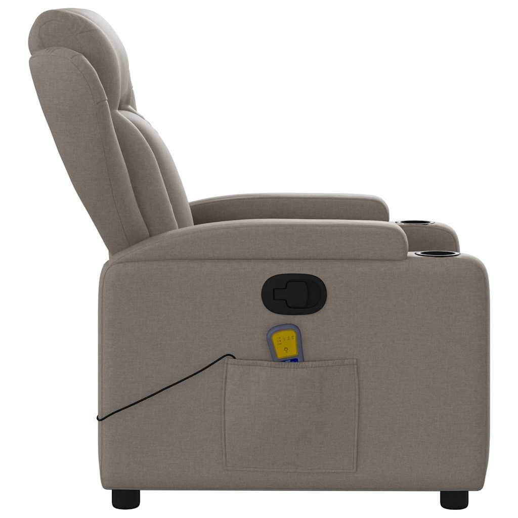 Massage Recliner Chair Taupe Fabric