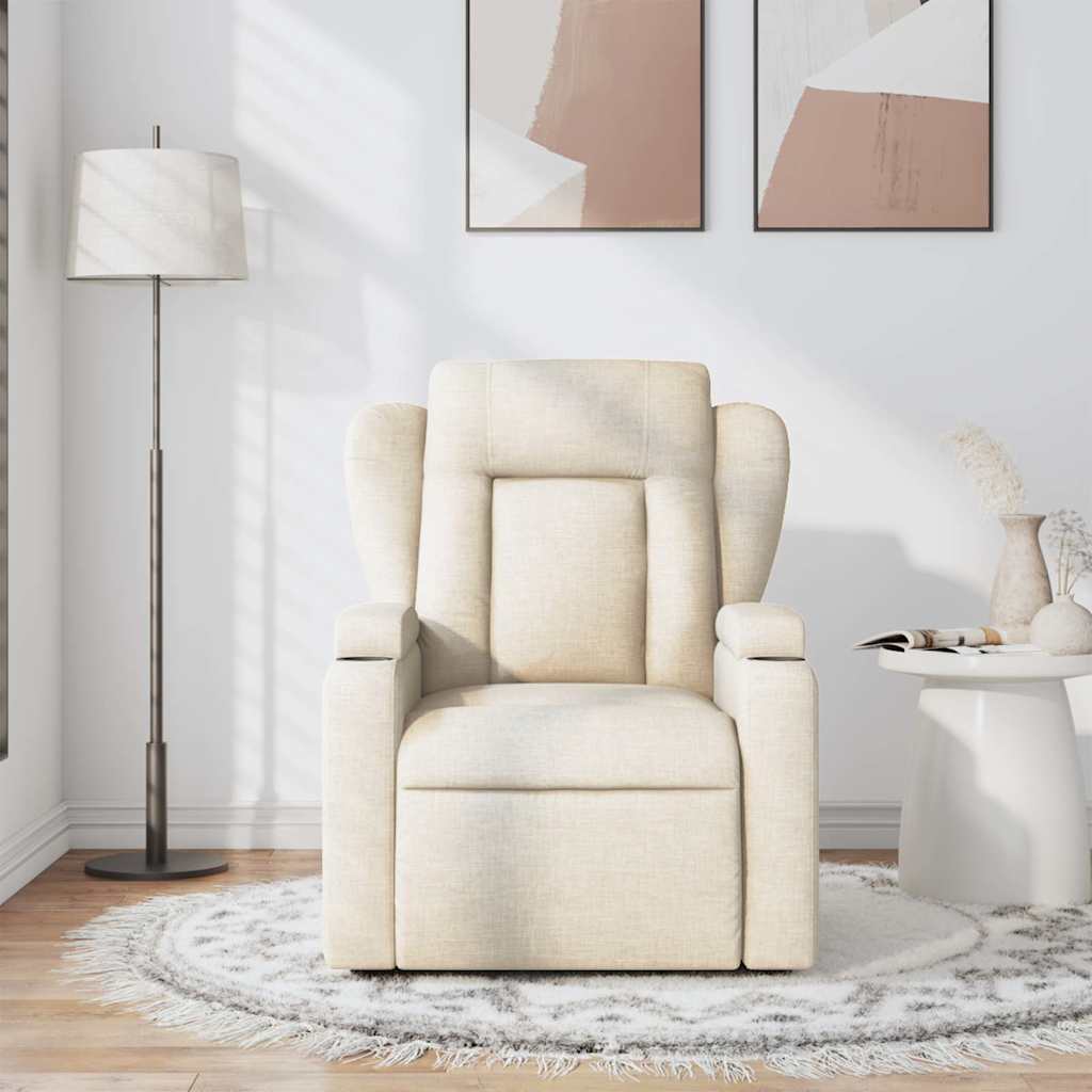 Massage Recliner Chair Cream Fabric