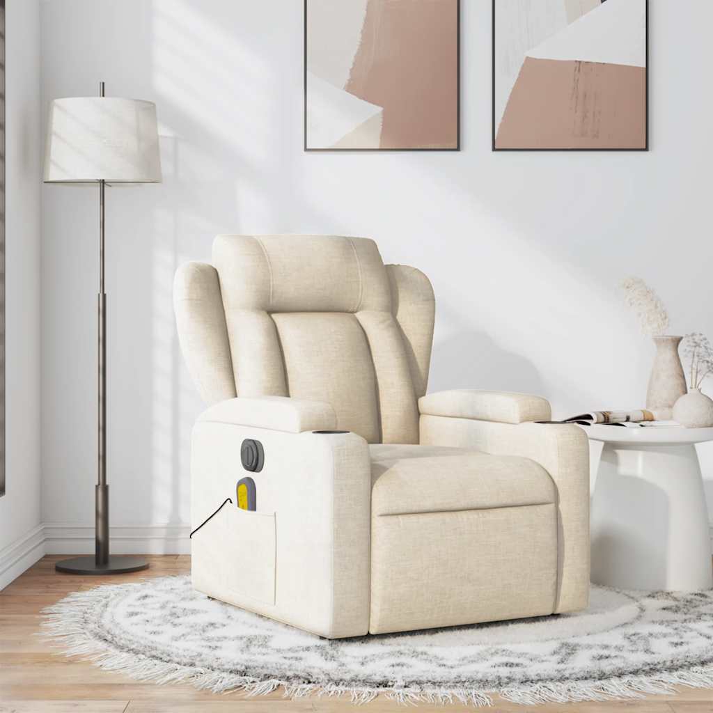 Massage Recliner Chair Cream Fabric