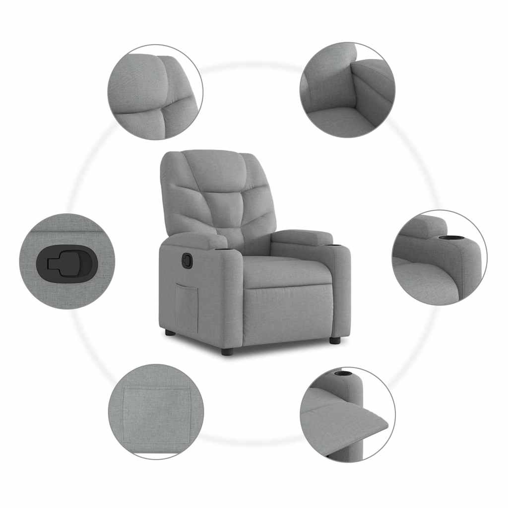 Recliner Chair Light Grey Fabric