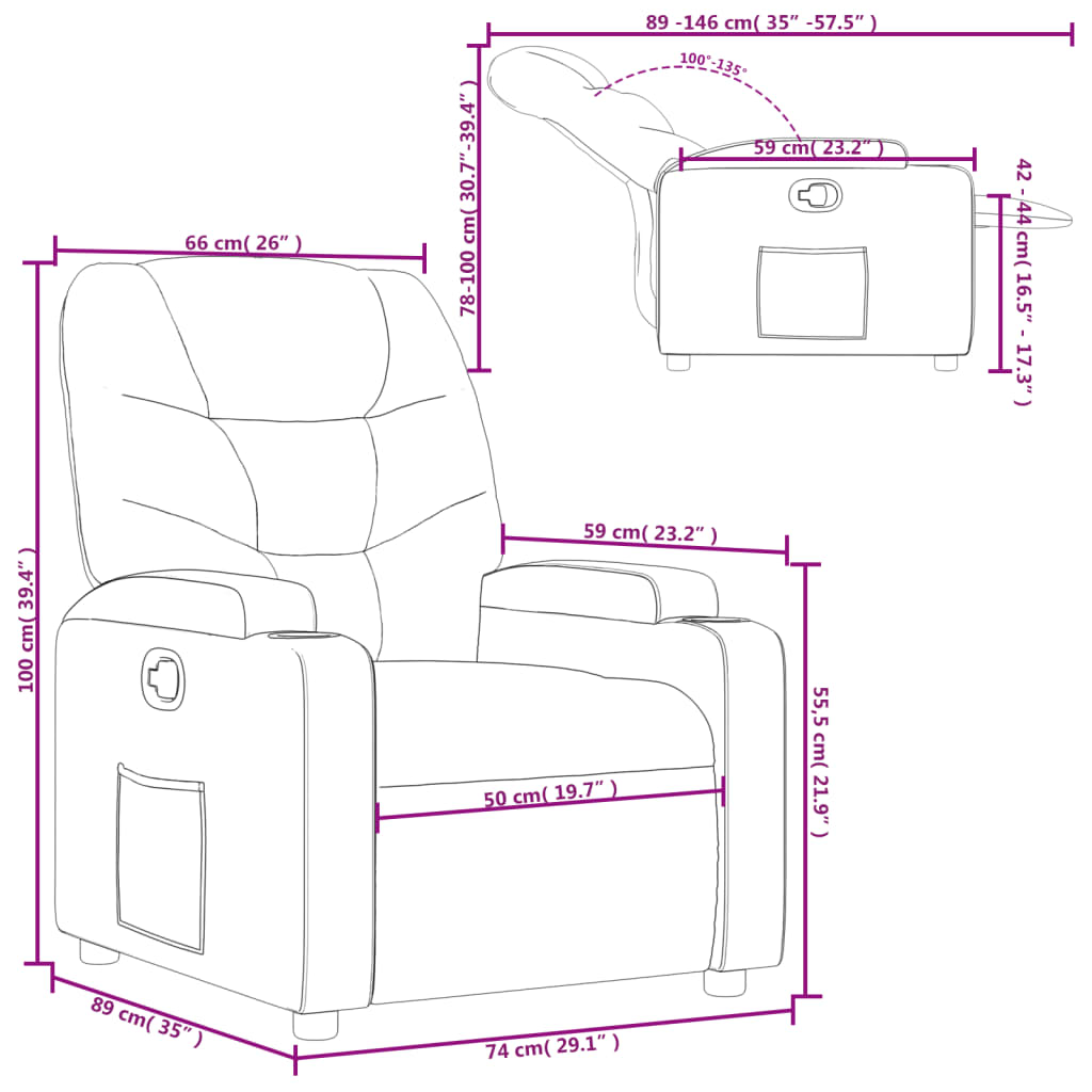 Recliner Chair Black Fabric