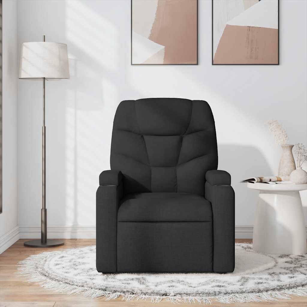 Massage Recliner Chair Black Fabric