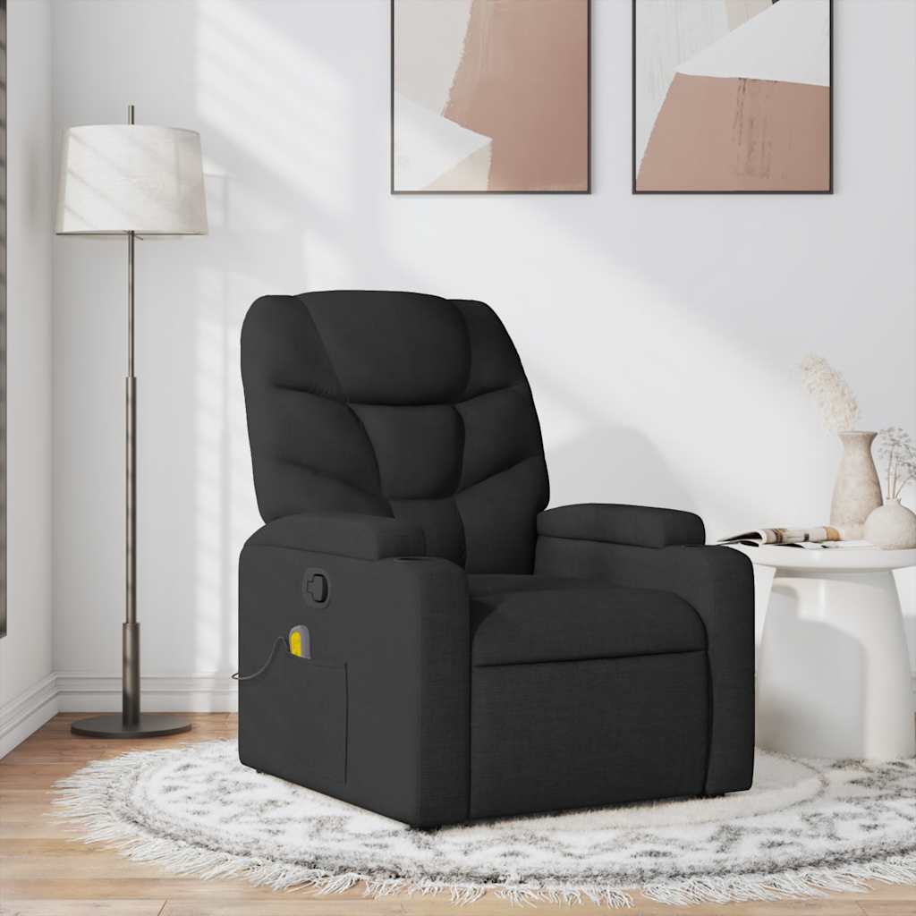 Massage Recliner Chair Black Fabric