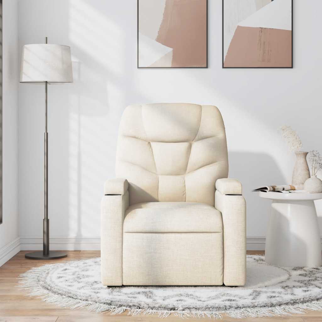 Massage Recliner Chair Cream Fabric