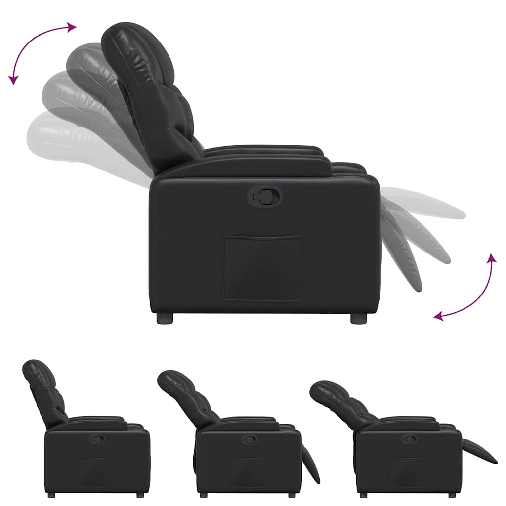 Recliner Chair Black Faux Leather