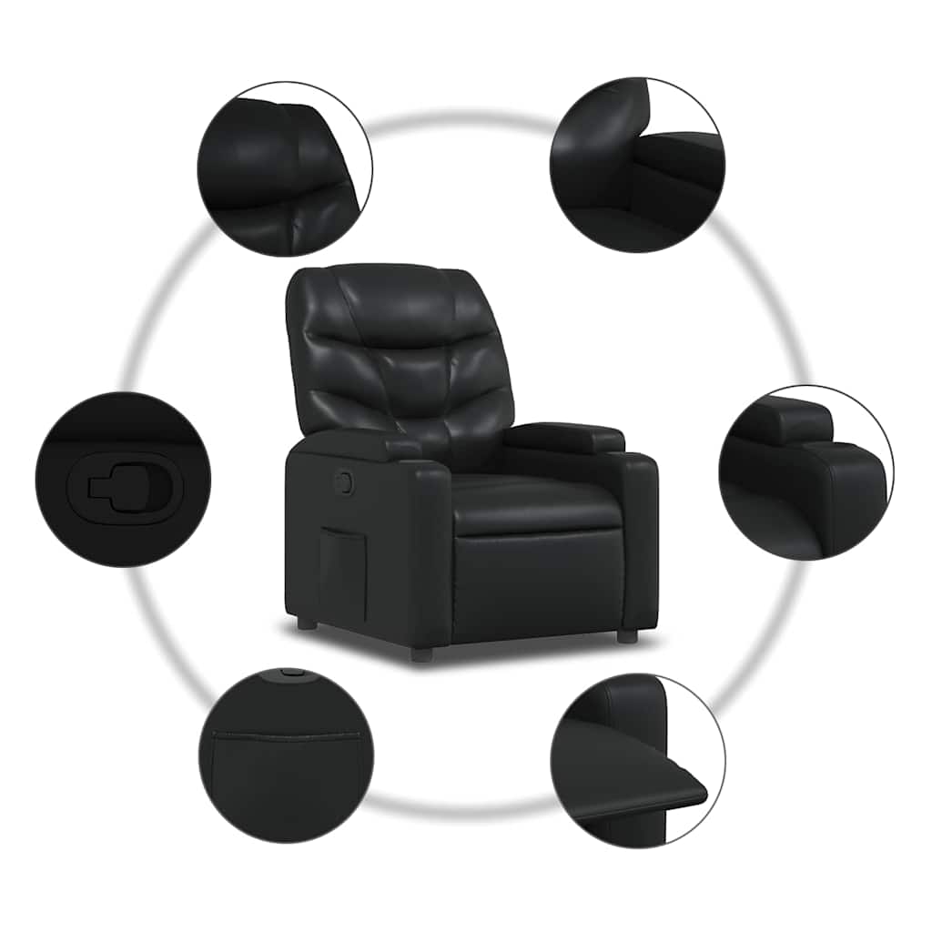 Recliner Chair Black Faux Leather