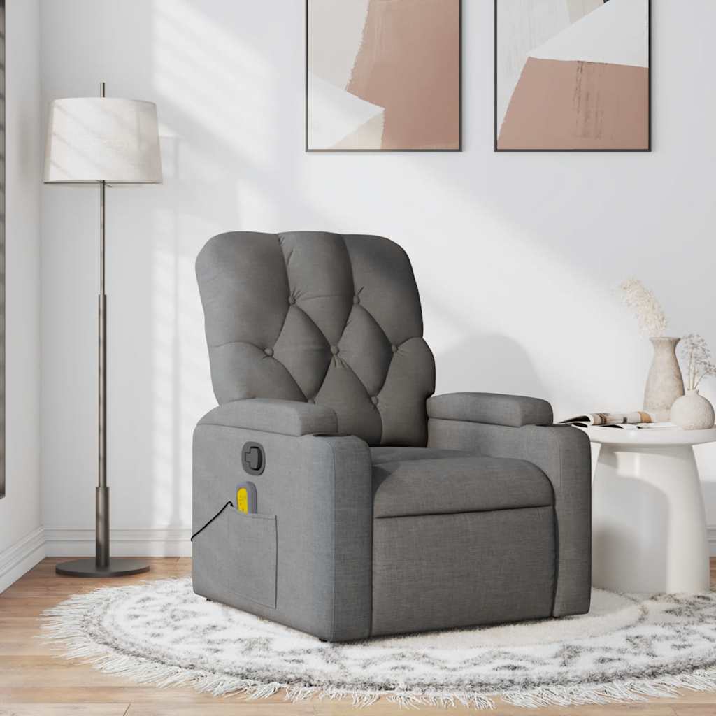 Massage Recliner Chair Dark Grey Fabric