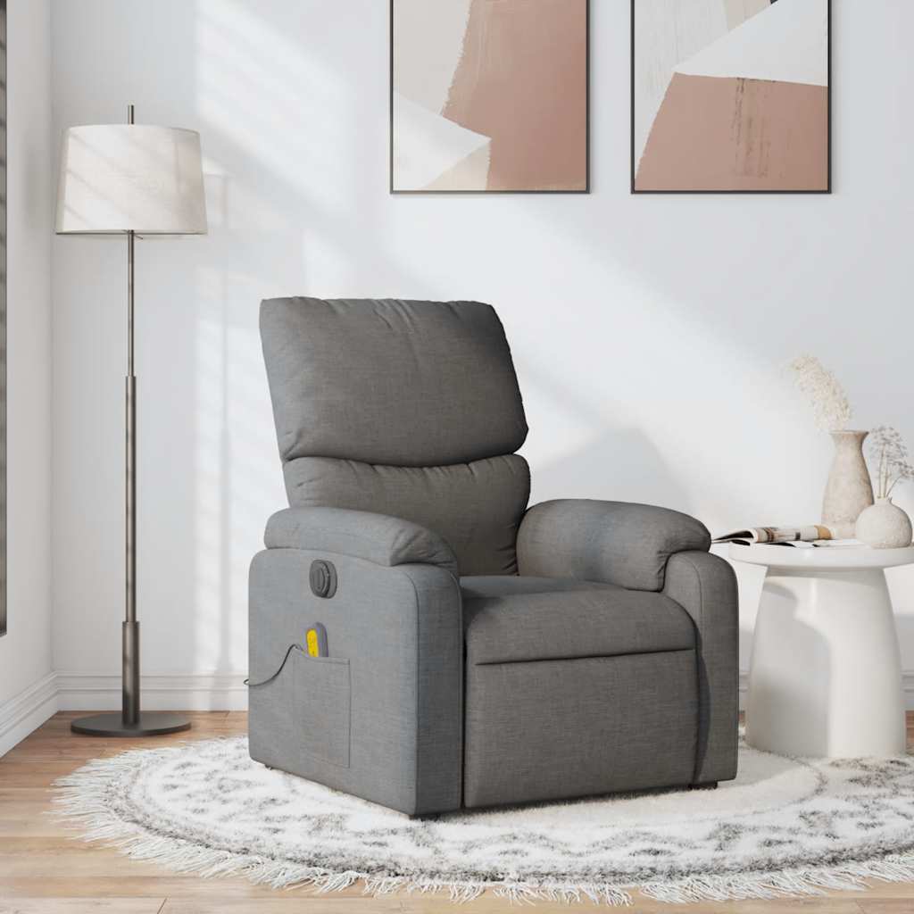 Massage Recliner Chair Dark Grey Fabric
