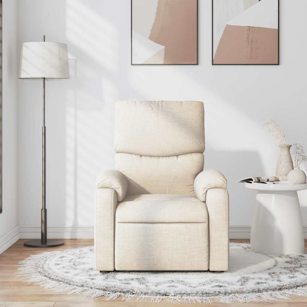 Massage Recliner Chair Cream Fabric