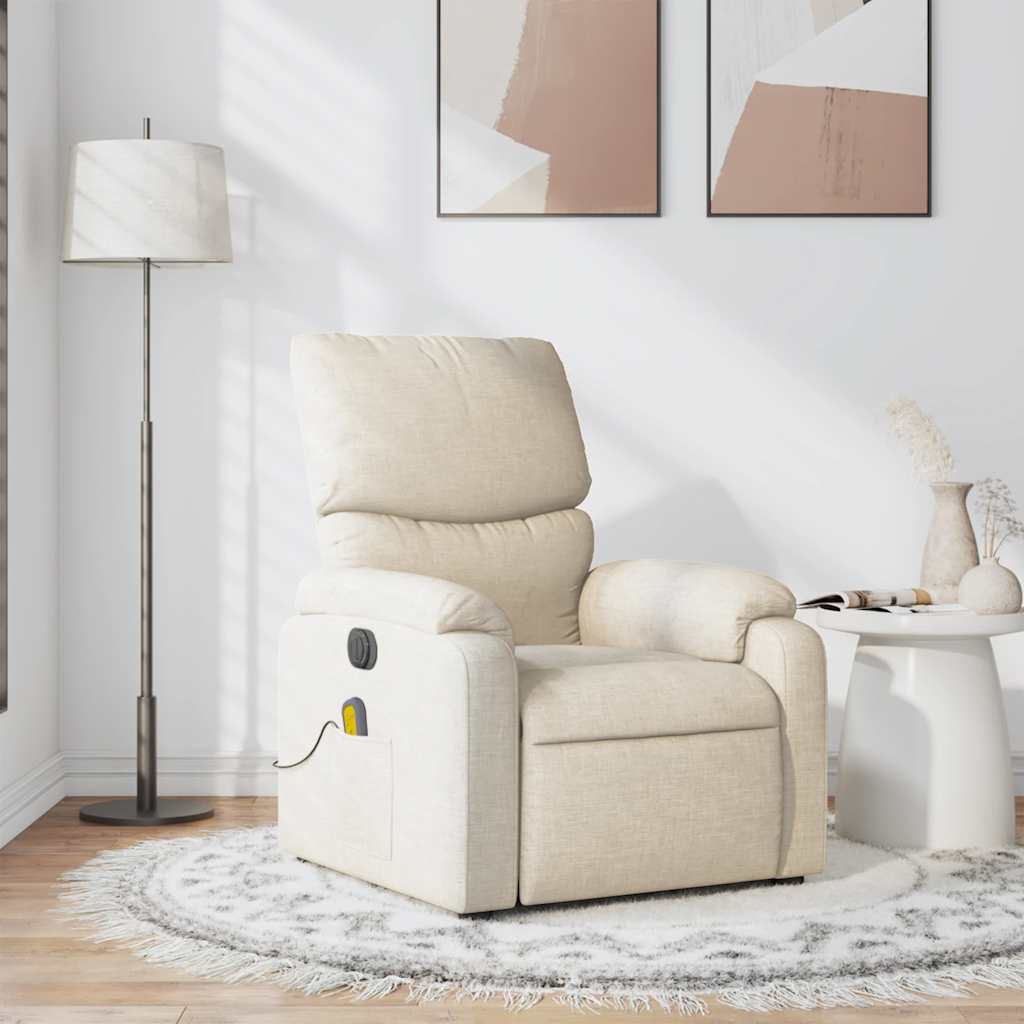 Massage Recliner Chair Cream Fabric