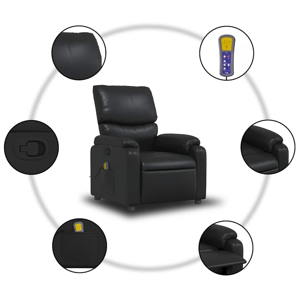 Massage Recliner Chair Black Faux Leather