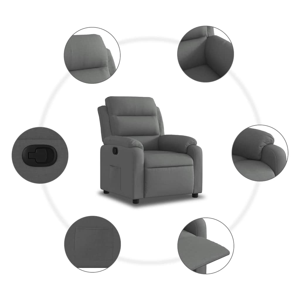 Recliner Chair Dark Grey Fabric