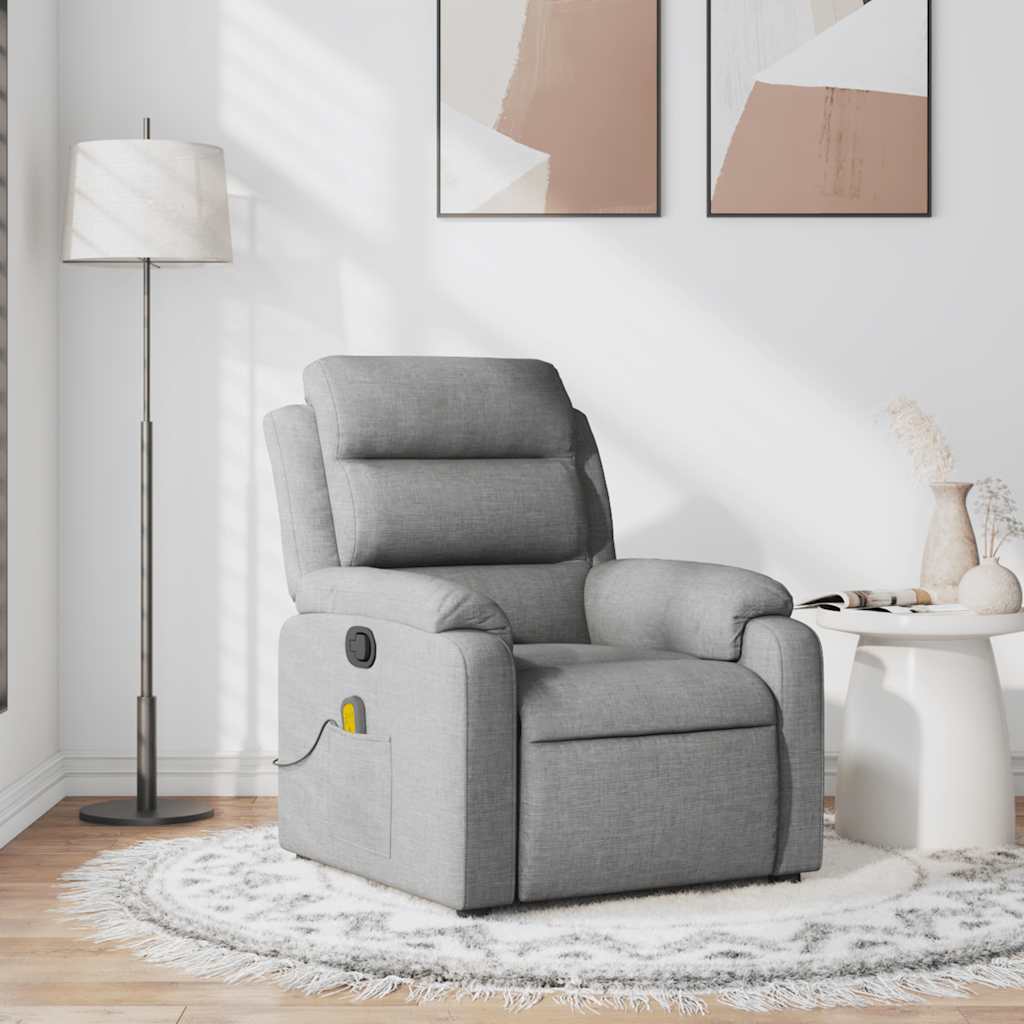 Massage Recliner Chair Light Grey Fabric