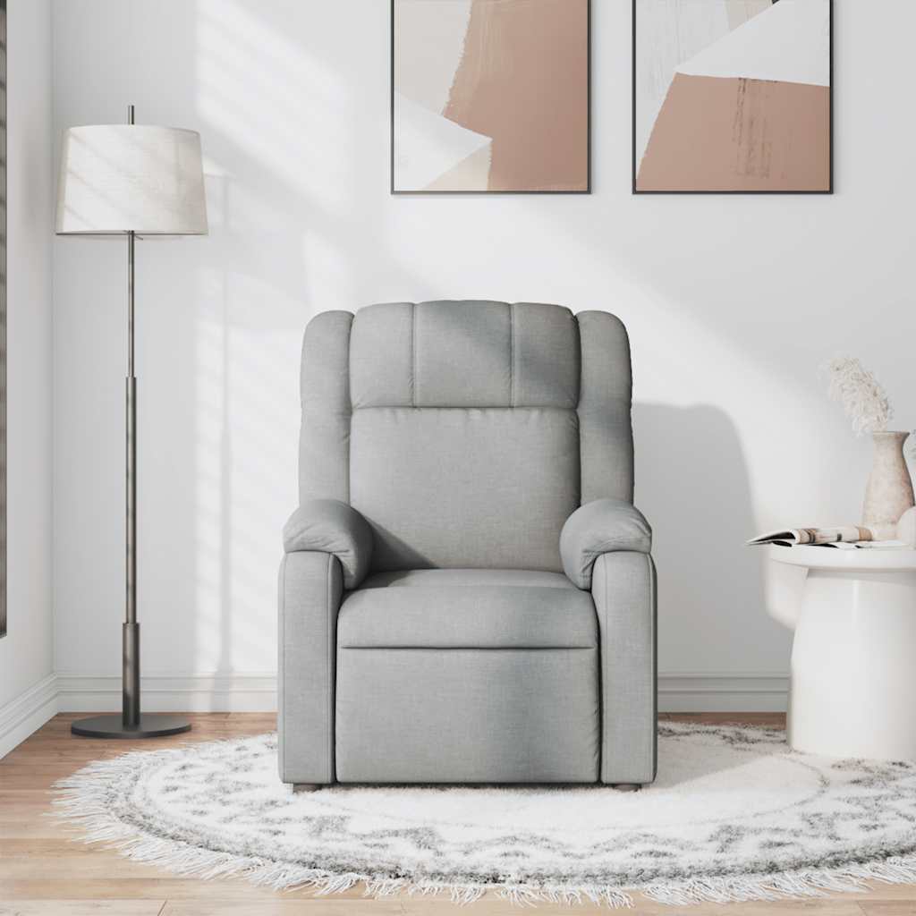 Massage Recliner Chair Light Grey Fabric