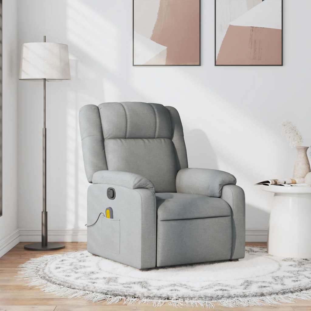 Massage Recliner Chair Light Grey Fabric