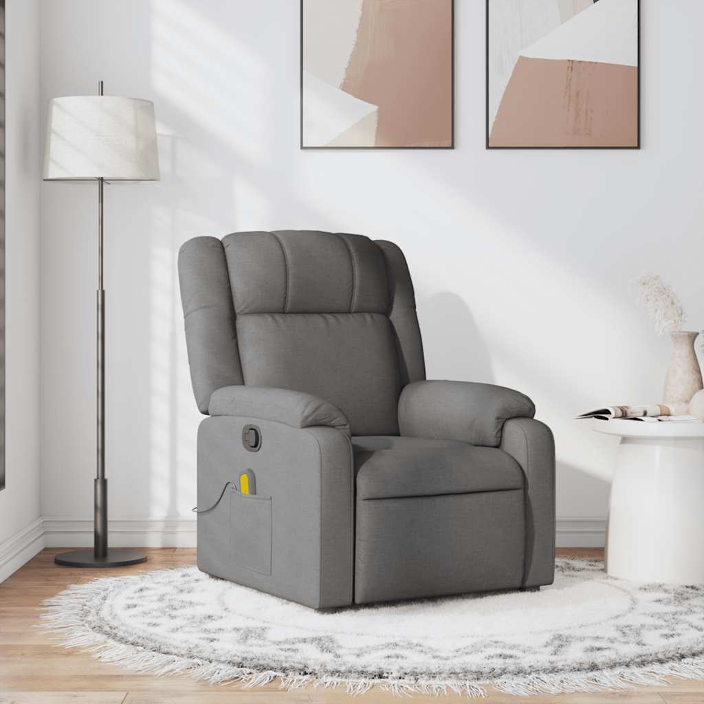 Massage Recliner Chair Dark Grey Fabric