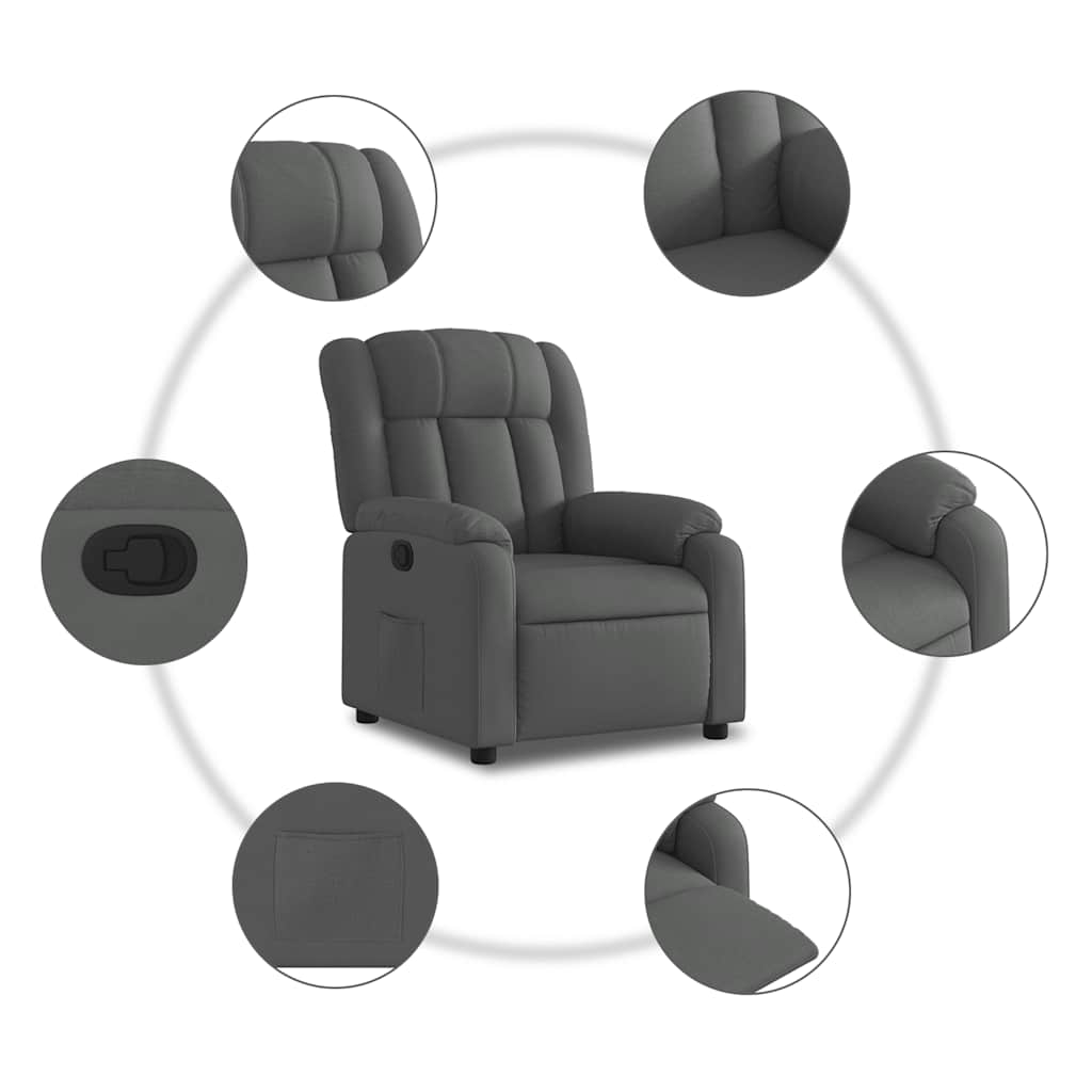 Recliner Chair Dark Grey Fabric