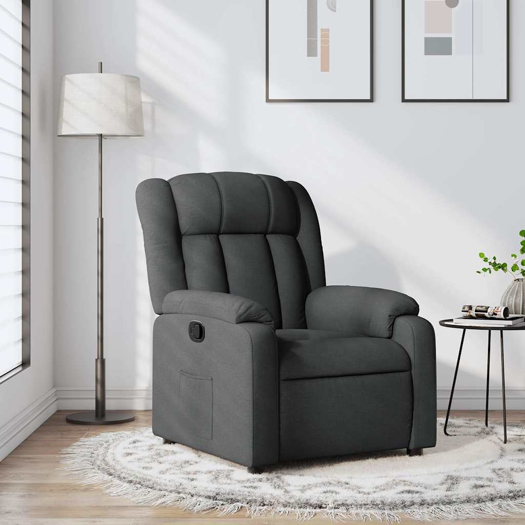 Recliner Chair Dark Grey Fabric