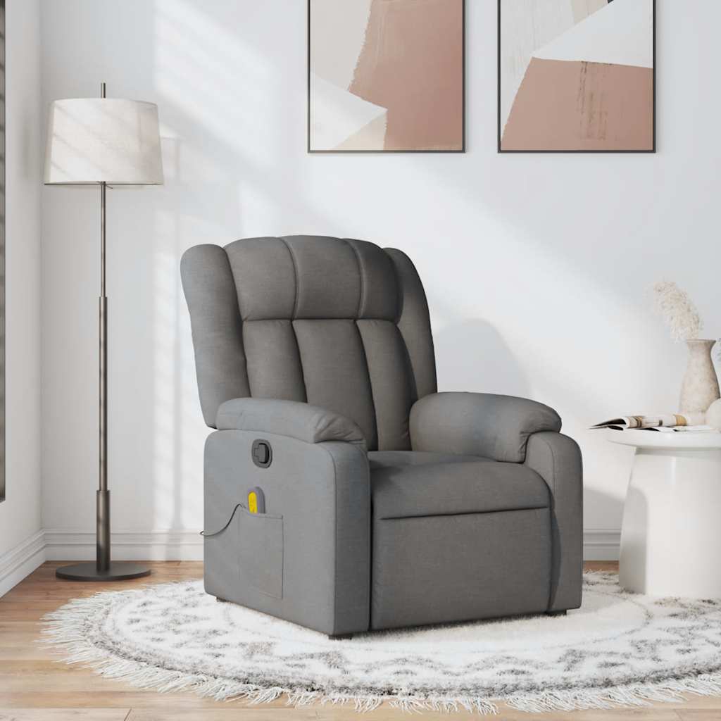 Massage Recliner Chair Dark Grey Fabric