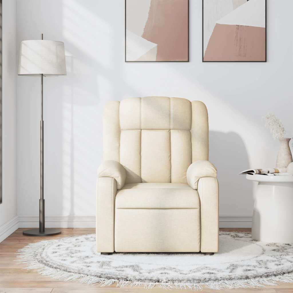 Massage Recliner Chair Cream Fabric