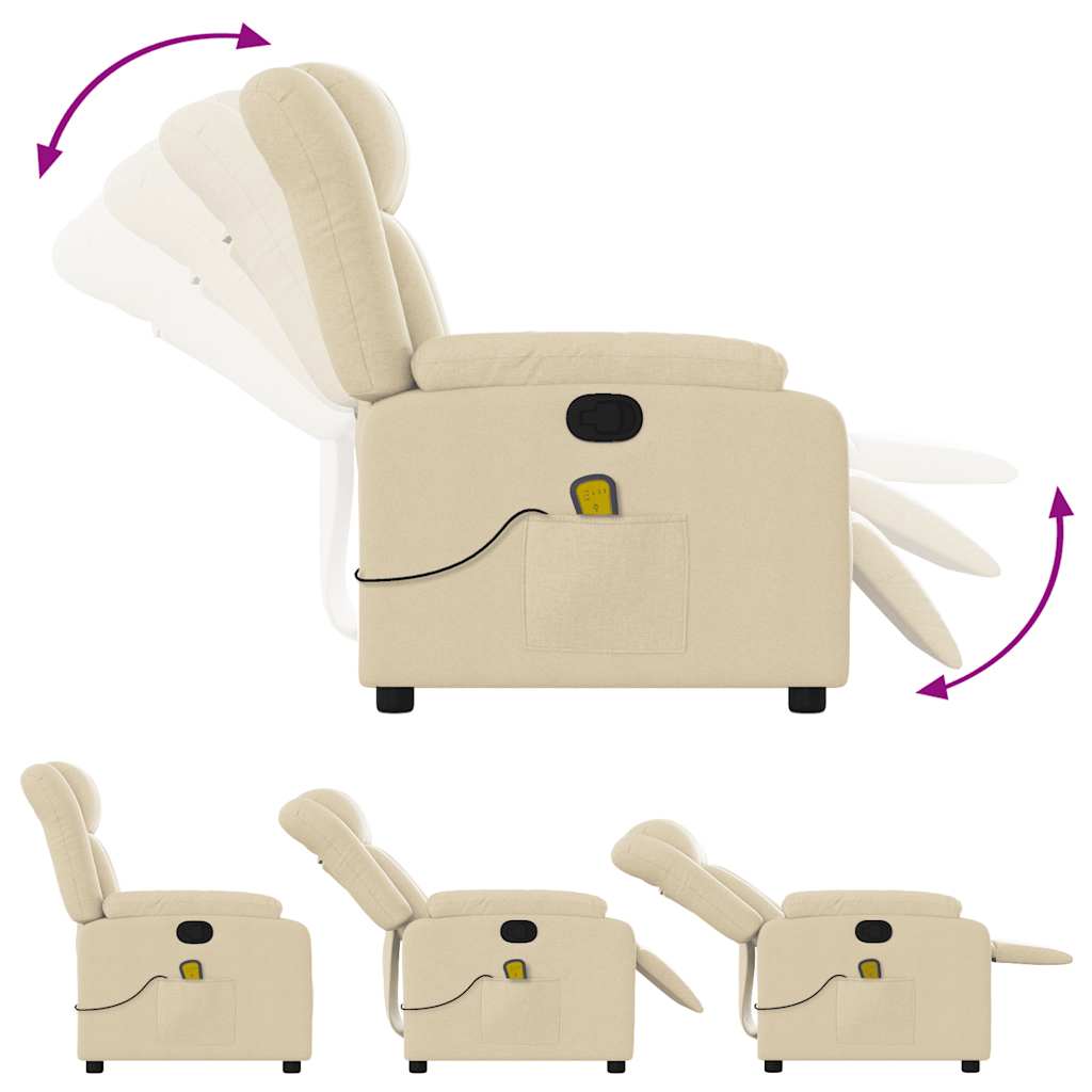 Massage Recliner Chair Cream Fabric