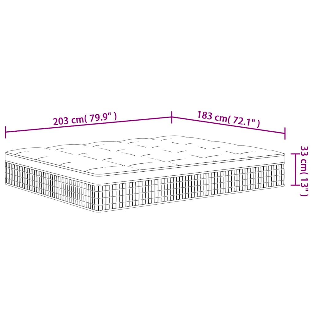 Pocket Spring Mattress Medium Plus 183x203 cm King Size
