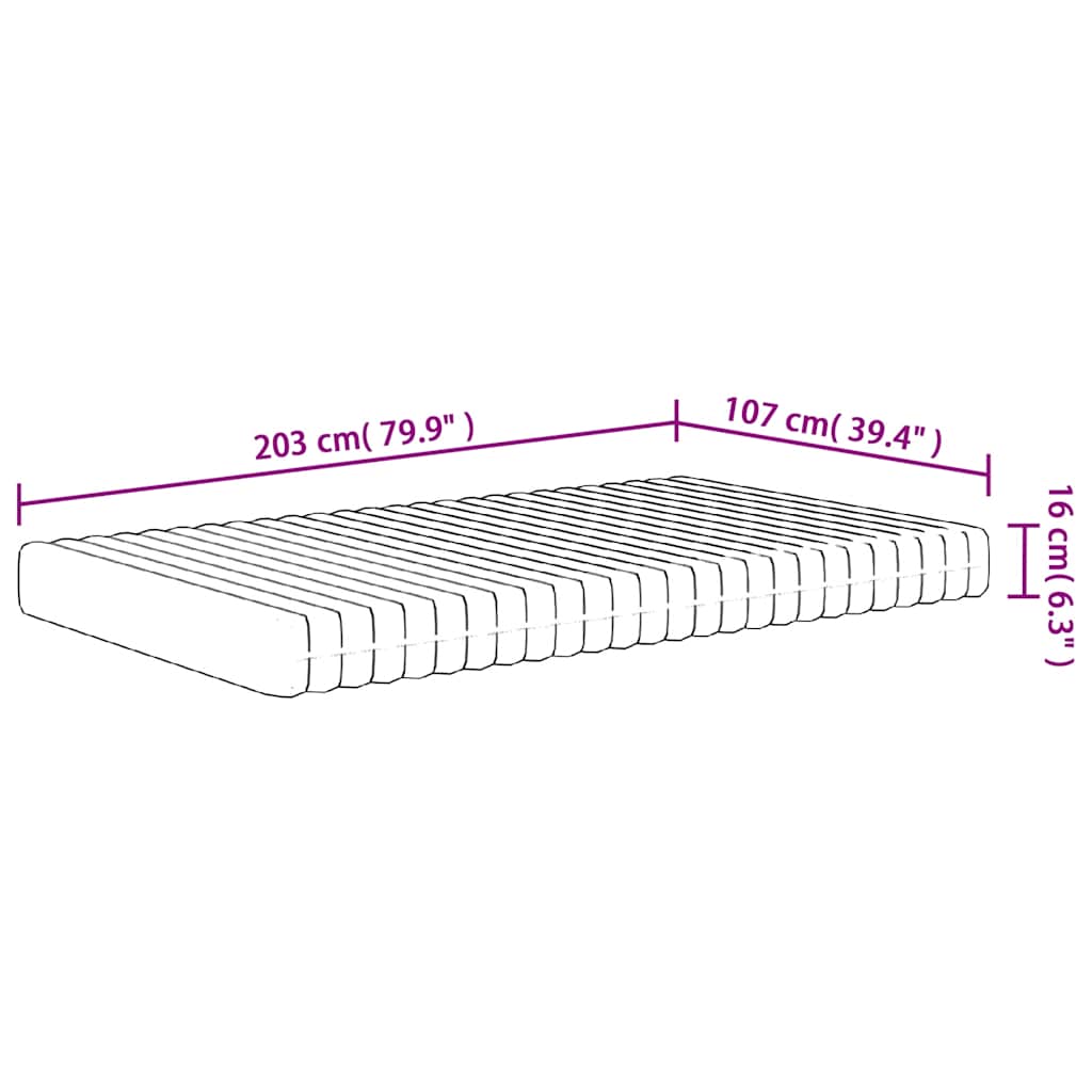 Foam Mattress Medium Soft 107x203 cm King Single Size