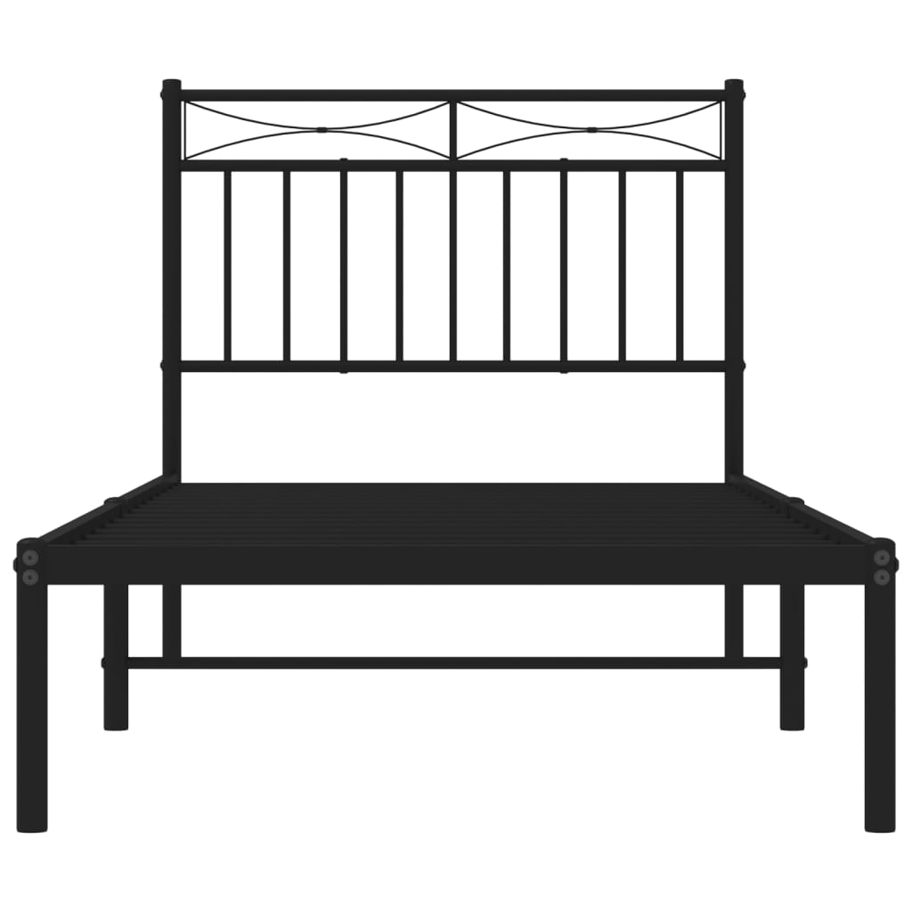 Metal Bed Frame without Mattress with Headboard Black 90x190 cm