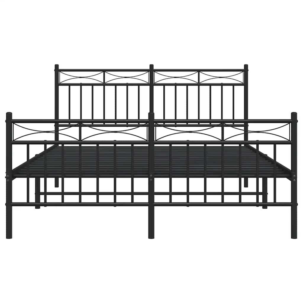 Metal Bed Frame without Mattress with Footboard Black 135x190 cm