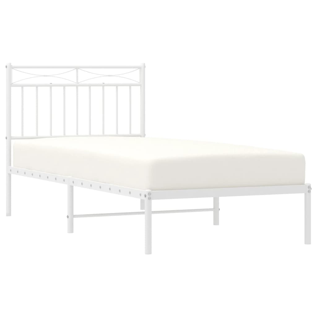 Metal Bed Frame without Mattress with Headboard White 90x190 cm