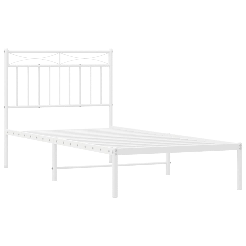 Metal Bed Frame without Mattress with Headboard White 90x190 cm