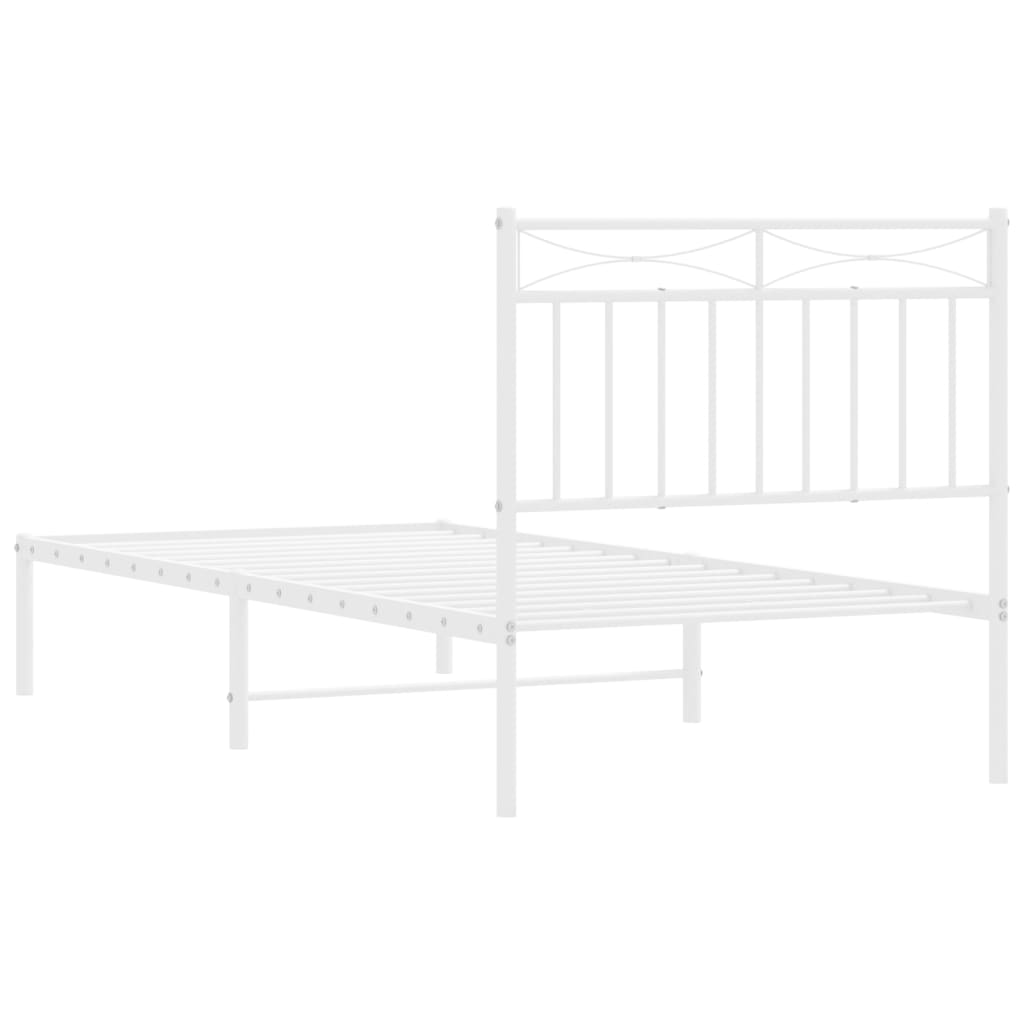 Metal Bed Frame without Mattress with Headboard White 90x190 cm