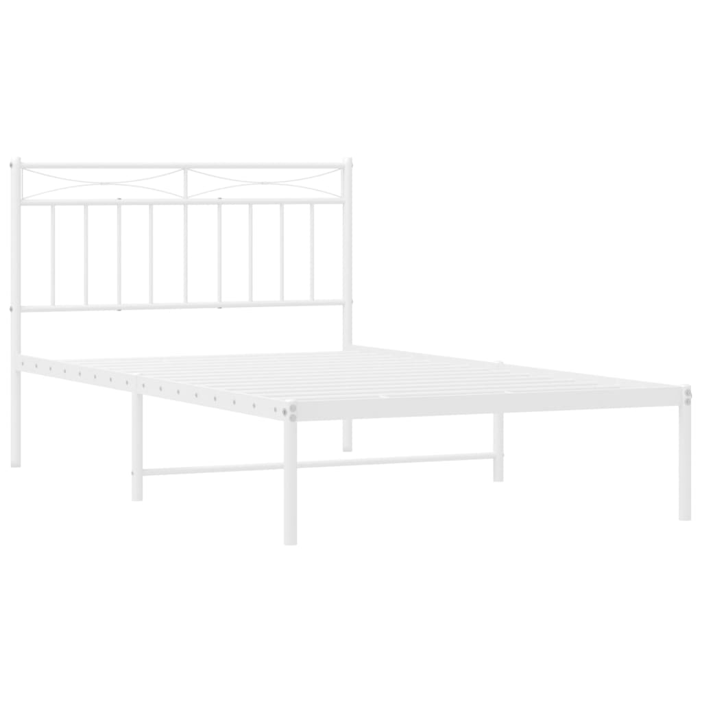 Metal Bed Frame without Mattress with Headboard White 107x203 cm King Single
