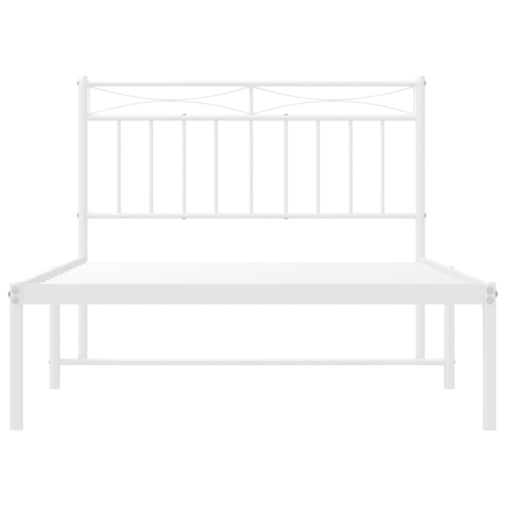 Metal Bed Frame without Mattress with Headboard White 107x203 cm King Single