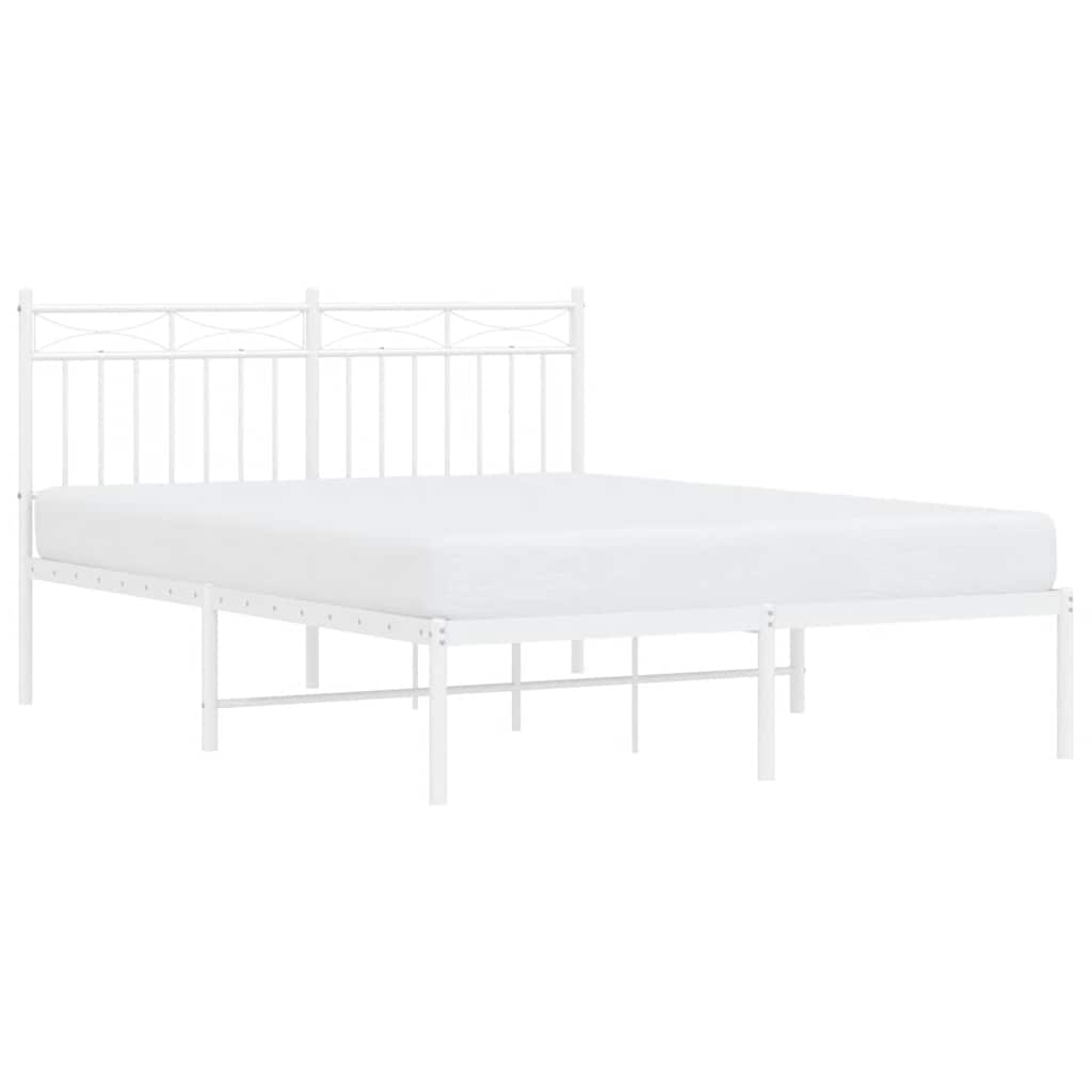 Metal Bed Frame without Mattress with Headboard White 135x190 cm