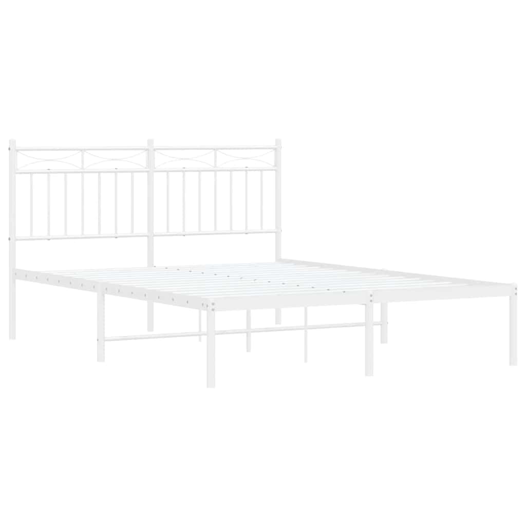 Metal Bed Frame without Mattress with Headboard White 135x190 cm