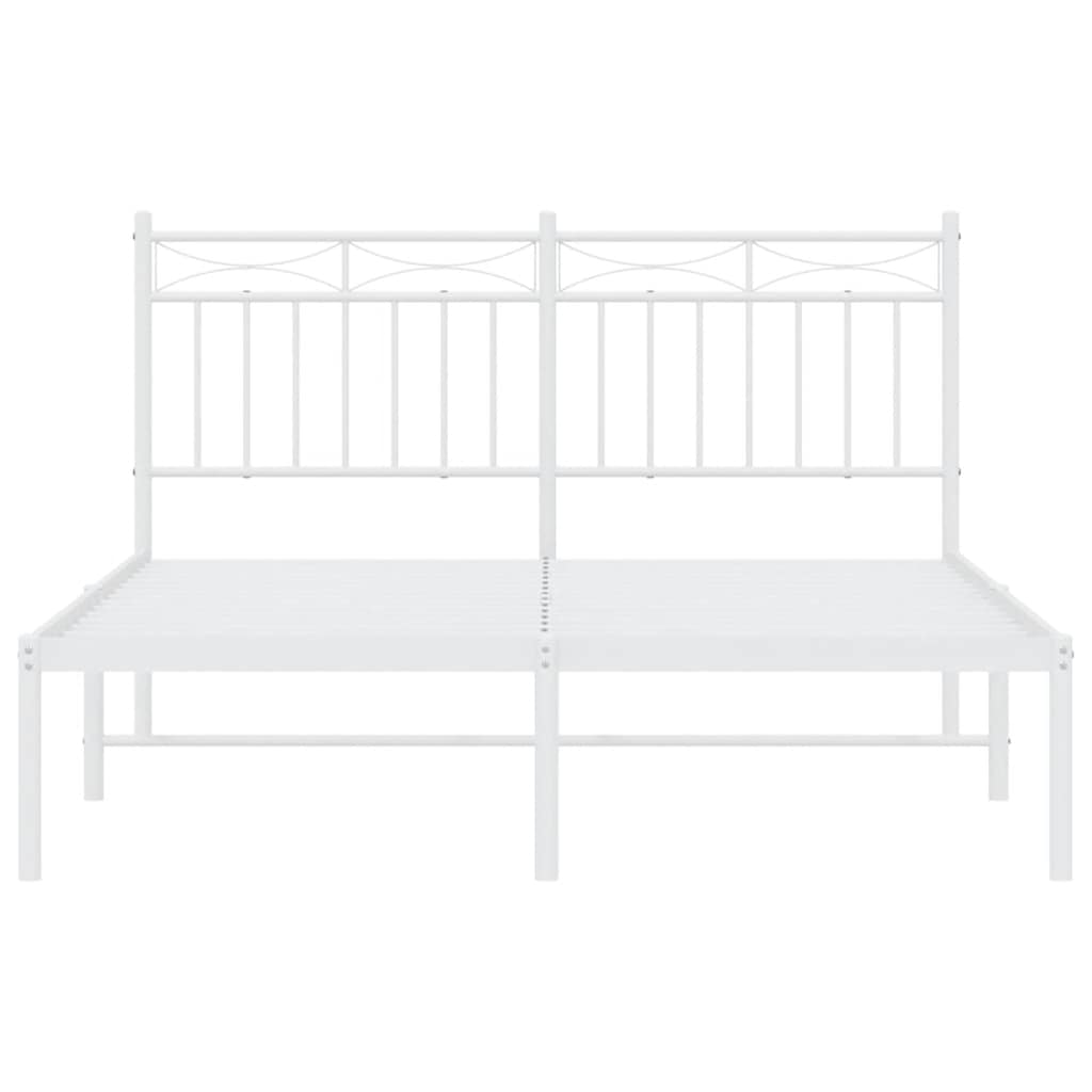 Metal Bed Frame without Mattress with Headboard White 135x190 cm
