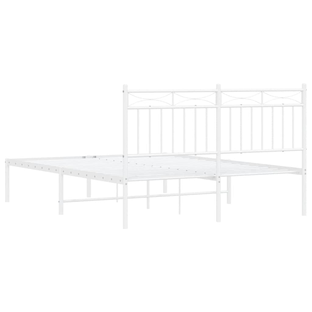 Metal Bed Frame without Mattress with Headboard White 135x190 cm