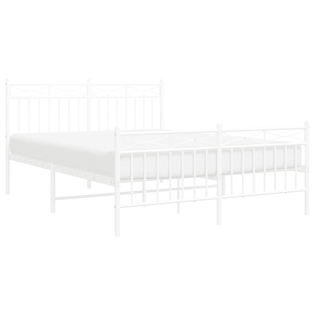 Metal Bed Frame without Mattress with Footboard White 135x190 cm