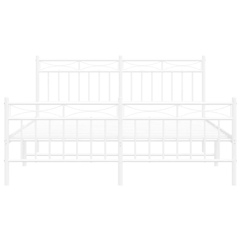 Metal Bed Frame without Mattress with Footboard White 150x200 cm
